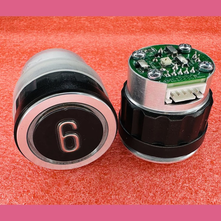 Кнопочный модуль "6" зеленая подсветка D4DUG  WELM-1101 ID:54502536.4 TRP000073 Schindler 7000