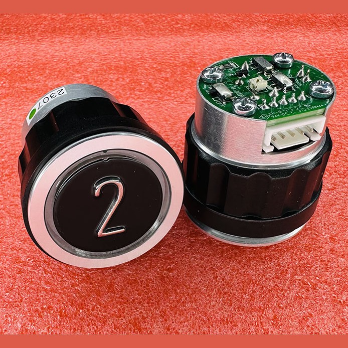 Кнопочный модуль "2" зеленая подсветка D4DUG  WELM-1101 ID:54502536.4 TRP000069 Schindler 7000